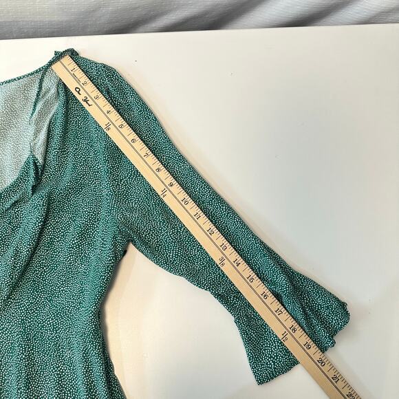 AUGUSTE Diamond Rumba Sleeved Mini Dress Green US 6 Long Sleeve Coquette Fairy - Picture 13 of 14